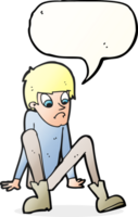 cartoon boy sitting on floor with speech bubble png