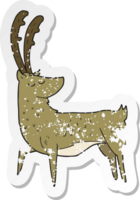 retro distressed sticker of a cartoon manly stag png