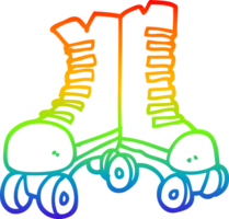 rainbow gradient line drawing of a cartoon roller boots png