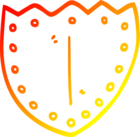 warm gradient line drawing of a cartoon shield png