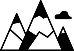 montaña glifo y línea vector ilustración