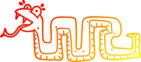 warm gradient line drawing of a cartoon surprised snake png