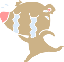 oso llorando de dibujos animados de estilo de color plano png