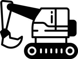 Excavator glyph and line vector illustration