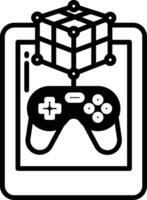 Tablet game glyph and line vector illustration