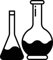 Chemistry flask glyph and line vector illustration