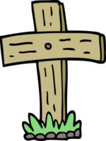 hand drawn doodle style cartoon graveyard cross png
