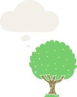 dessin animé arbre avec pensée bulle dans rétro style png