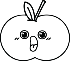 line drawing cartoon of a red apple png