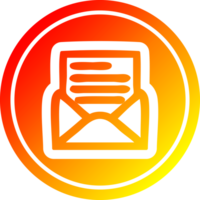 envelope carta circular ícone com caloroso gradiente terminar png