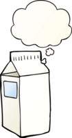 cartoon milk carton with thought bubble in smooth gradient style png