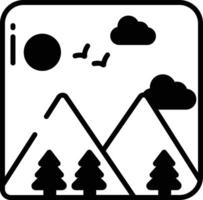 mountain landscape glyph and line vector illustration