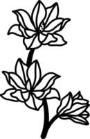 magnolia flower glyph and line vector illustration