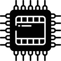 Cpu setting glyph and line vector illustration