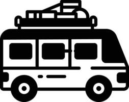 viaje camioneta glifo y línea vector ilustración