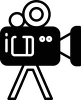 video camera glyph and line vector illustration