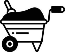 Wheelbarrow glyph and line vector illustration