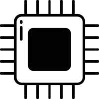 Cpu setting glyph and line vector illustration