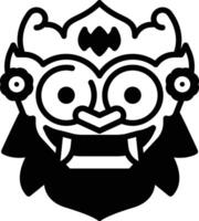 Barong Mask glyph and line vector illustration