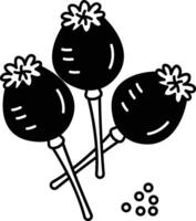 Poppy glyph and line vector illustration