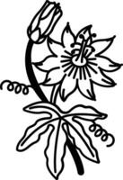 Passion flower glyph and line vector illustration