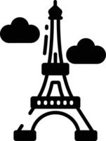 Eiffle tower glyph and line vector illustration