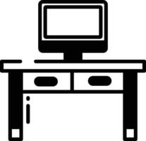 Work Desk glyph and line vector illustration