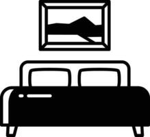 Bed glyph and line vector illustration