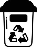 Recycling can glyph and line vector illustration