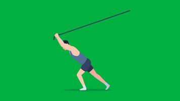 3D Male Cartoon Workout, Animation Cartoon Video Green Screen, 4k realistic female Character running with loop animation on the chroma key, Exercising Regularly, Green Screen Background