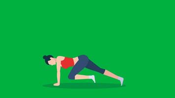 3D Female Cartoon Workout, Animation Cartoon Video Green Screen, 4k realistic female Character running with loop animation on the chroma key, Exercising Regularly, Green Screen Background