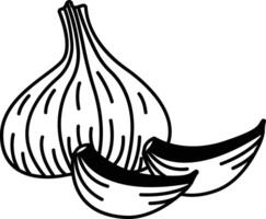 Garlic glyph and line vector illustration