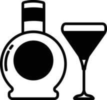 licor vaso y botella glifo y línea vector ilustración