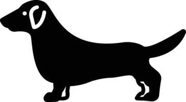 Dachshund dog glyph and line vector illustration