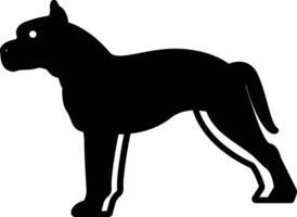 americano Staffordshire perro glifo y línea vector ilustración