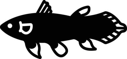 Fish glyph and line vector illustration