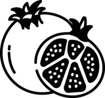 Pomegranate cut glyph and line vector illustration