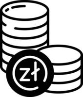 Zloty coin glyph and line vector illustration