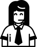 Commentator girl glyph and line vector illustration