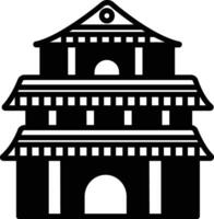 Temple glyph and line vector illustration