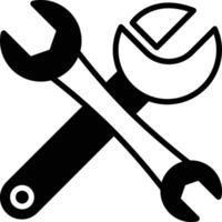Repair Spanner glyph and line vector illustration