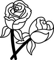 rose glyph and line vector illustration