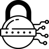 Lock glyph and line vector illustration
