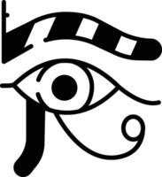 Eye of Ra glyph and line vector illustration