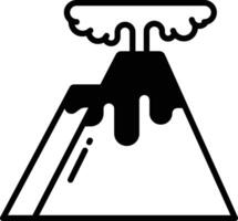 volcano mountain glyph and line vector illustration