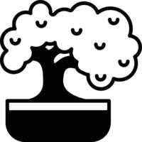 Bonsai glyph and line vector illustration