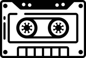 Cassette glyph and line vector illustration