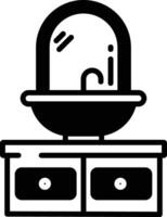 Wash Basin with mirror glyph and line vector illustration
