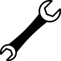 Spanner glyph and line vector illustration
