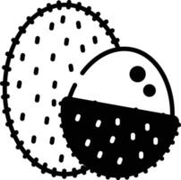 Lychee slice glyph and line vector illustration